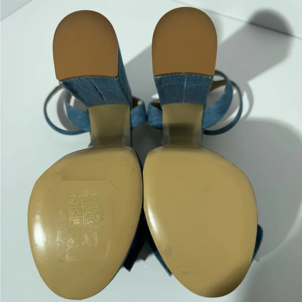 Nalebe by Amina Means Upendi denim crystal bow Platform sandals 39.5=9.5